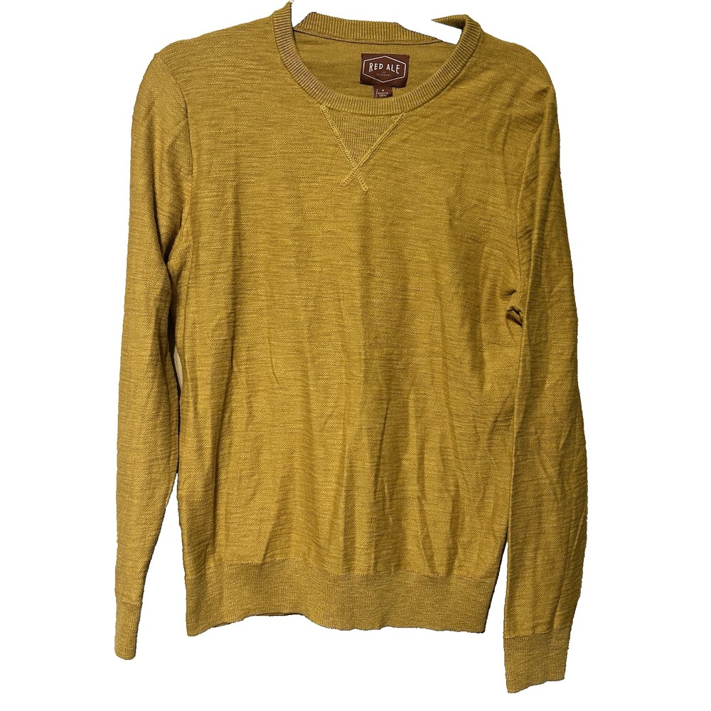 Ale by Alesbury Yellow Mustard Long Sleeve Crew Sweater Cotton Size‎ Small NWT